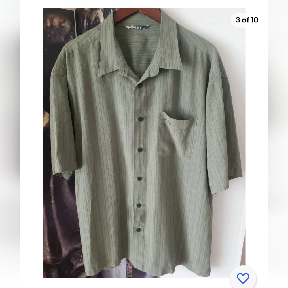 Vintage Hobie Men's USA Made Short Sleeve Green Hawaiian Rayon Blend Shirt sz XL